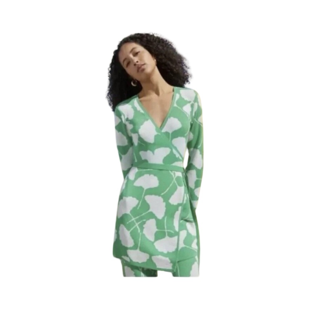 Diane von Furstenberg Ginkgo Green Wrap Dress/Tunic.